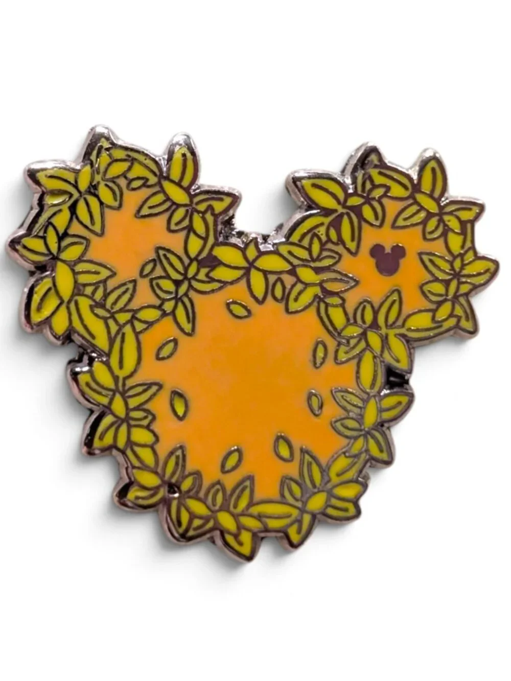 Mickey Mouse Icon Disney Pin: Yellow Green Leaf Garland Floral Wreath